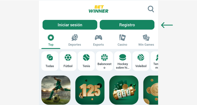 Registrarse con un solo clic Aplicación Betwinner en Venezuela